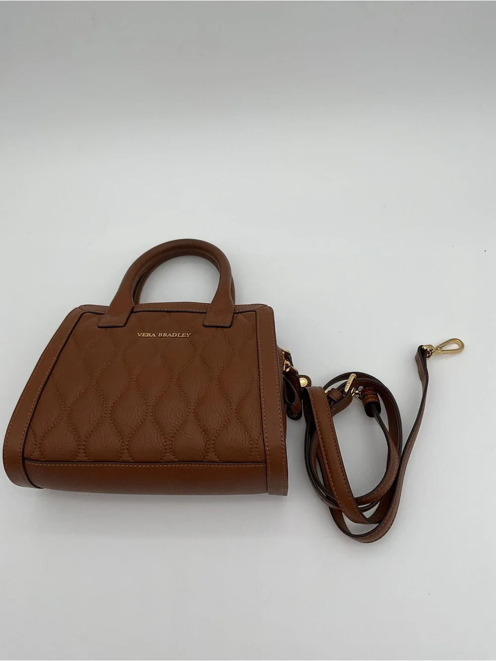 Vera Bradley Quilted Natalie Crossbody Brown Leather Bag